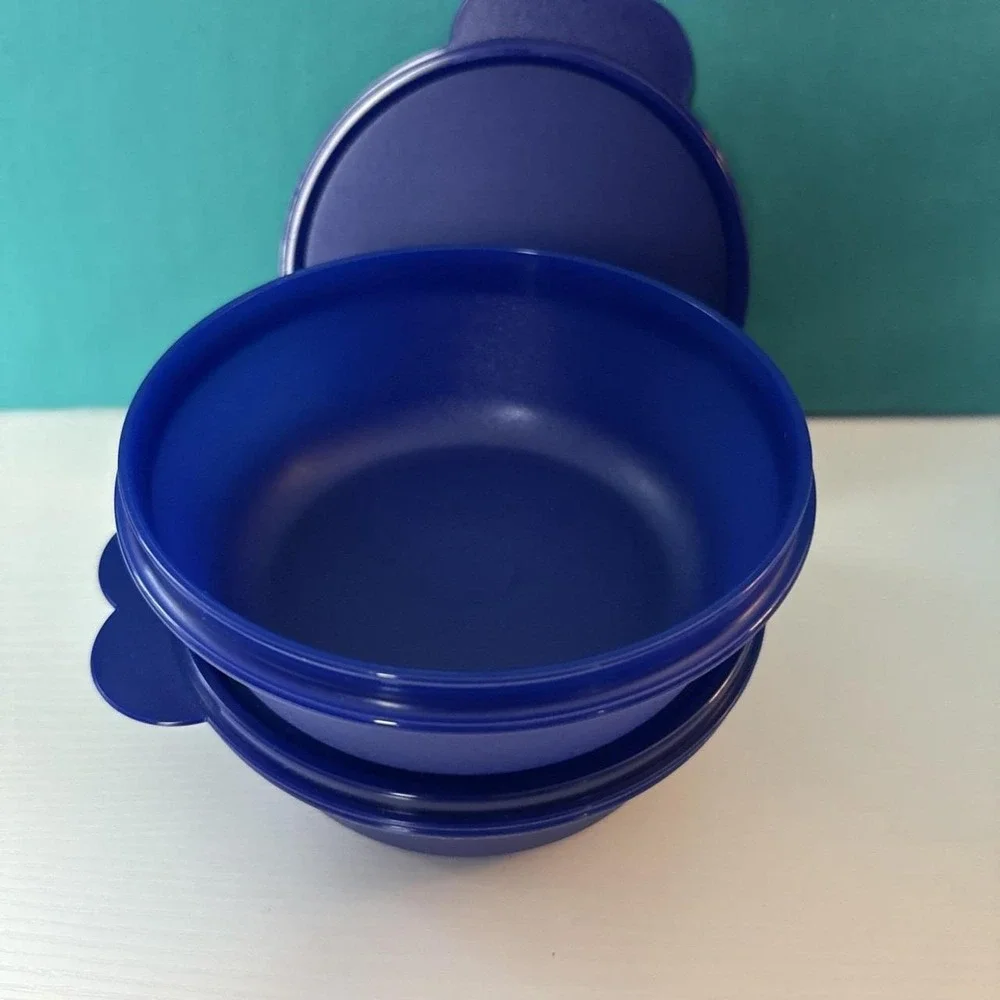 Tupperware Modular Round Bowl Containers 2.5 cup / 630ml Set of 2 Blue New